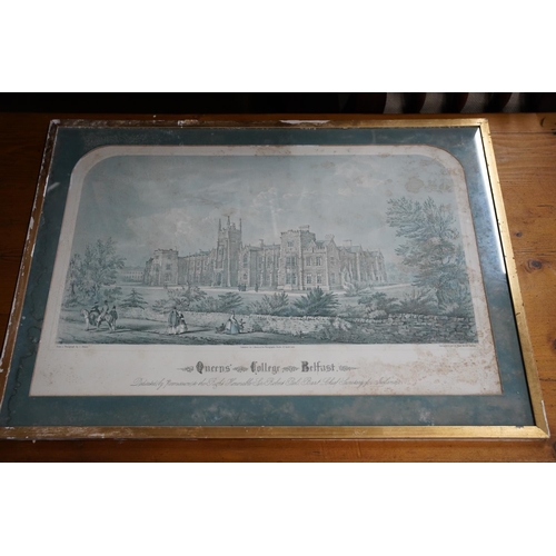 483 - A vintage framed print 'Queens College, Belfast', measuring 63x42cm.