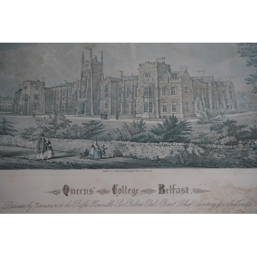 483 - A vintage framed print 'Queens College, Belfast', measuring 63x42cm.