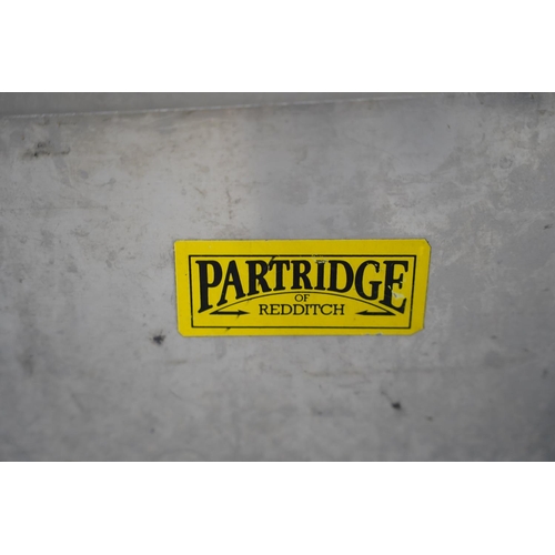 494 - A Partridge of Redditch metal storage box, measuring 54x26x26cm.