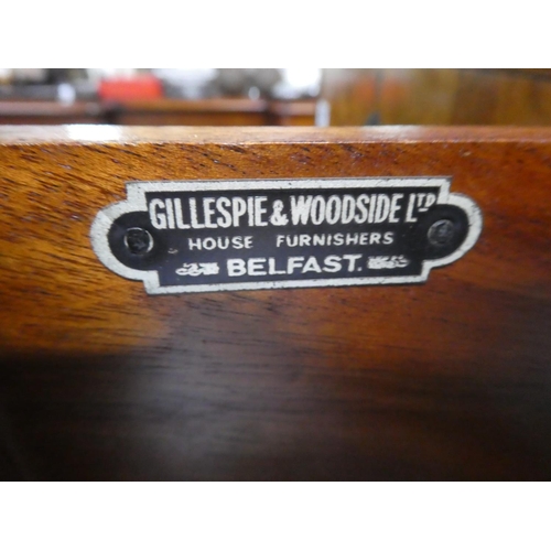 507 - A vintage chest of six drawers 'Gillespie & Woodside Ltd' House Furnishings, Belfast, measuring 85x1... 