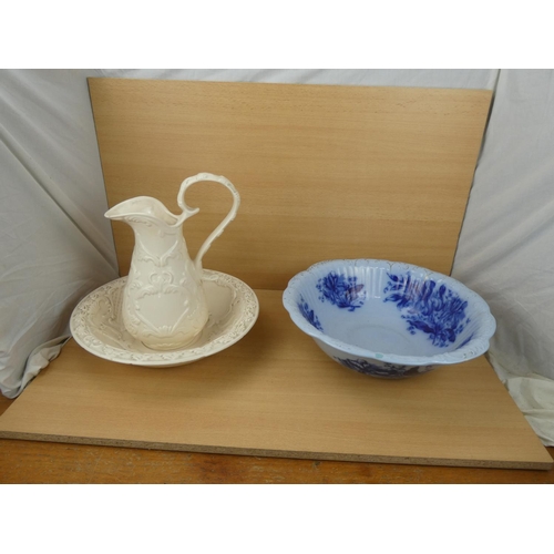 518 - A jug and basin set and antique wash bowl.