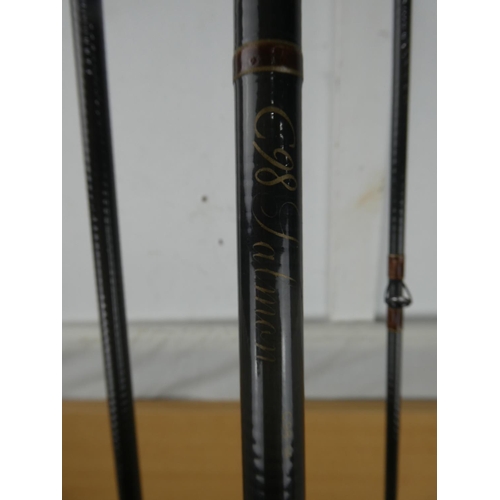 538 - A three piece Daiwa c98 salmon fly rod and bag.