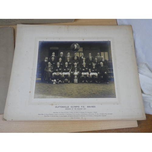 539 - An interesting lot of early sports and military photographs to include Cliftonville Olympic Football... 