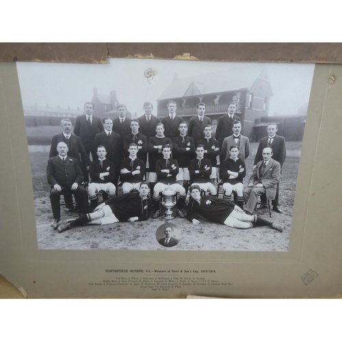 539 - An interesting lot of early sports and military photographs to include Cliftonville Olympic Football... 