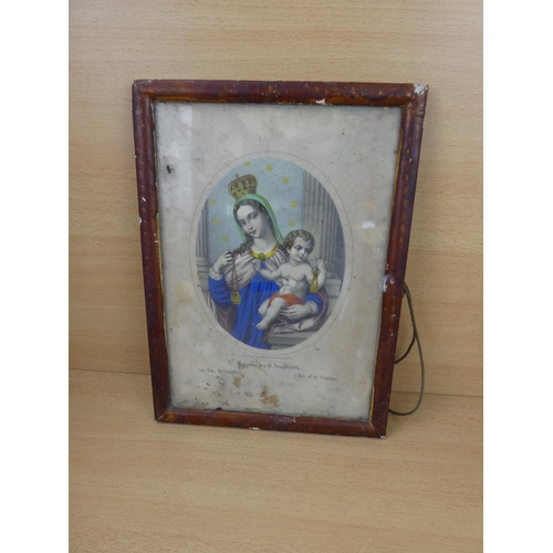 543 - An early framed religious print, measuring 24x34cm.