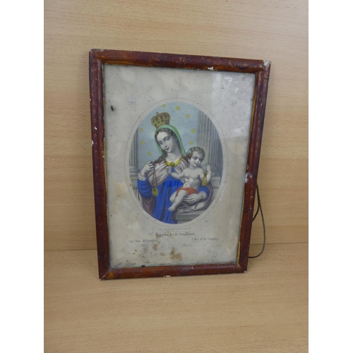 543 - An early framed religious print, measuring 24x34cm.