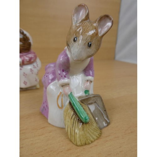 551 - A collection of six Beswick Beatrix Potter ornaments to include Mrs Tittlemouse, Hunca Munca Sweepin... 