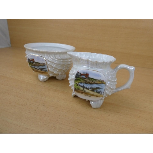 557 - A vintage Victoria 'Promenade & Ladies Bathing Place, Portrush milk jug and sugar bowl.