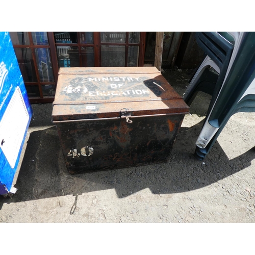 629 - A vintage Ministry of Education metal trunk.