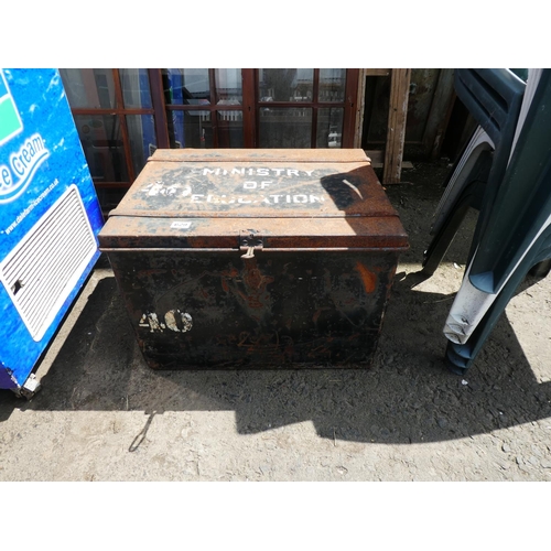 629 - A vintage Ministry of Education metal trunk.