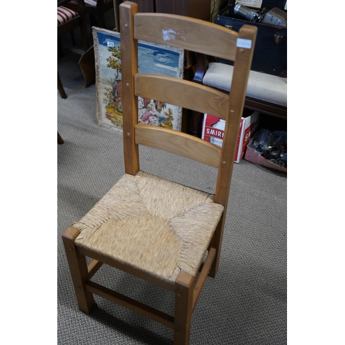 151 - A stunning pine chair with rush seat.