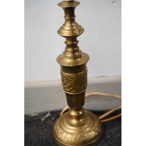 110 - A stunning heavy brass based table lamp base.