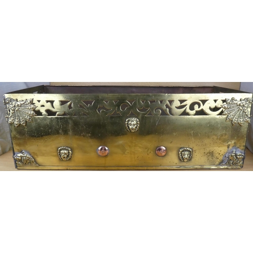 18 - A stunning antique brass planter /window box, with lion mask detail.