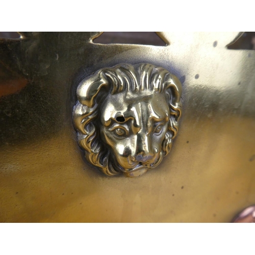 18 - A stunning antique brass planter /window box, with lion mask detail.