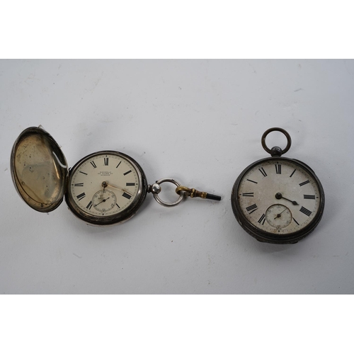 553 - An antique pocket watch 'Donegan, 32 Dame Street, Dublin' and key, and another (a/f). in sterling si... 