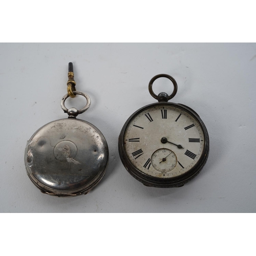 553 - An antique pocket watch 'Donegan, 32 Dame Street, Dublin' and key, and another (a/f). in sterling si... 