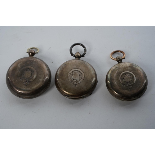 555 - Three antique Sterling Silver pocket watches.