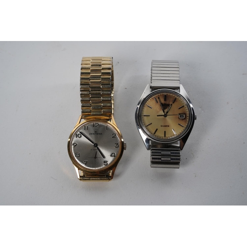 556 - A Zentena 17 jewel watch and a Pulsar Quartz wrist watch.