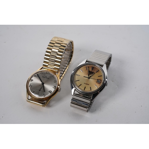 556 - A Zentena 17 jewel watch and a Pulsar Quartz wrist watch.