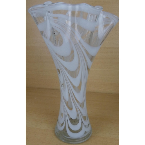 88 - A vintage stripped 'ribbon' glass vase.