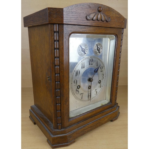 143 - A stunning antique oak cased bracket clock.