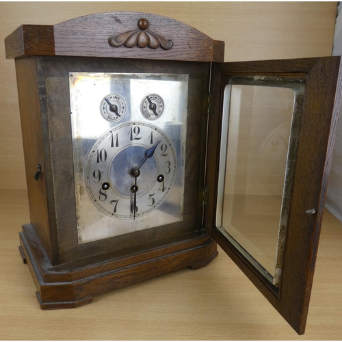 143 - A stunning antique oak cased bracket clock.