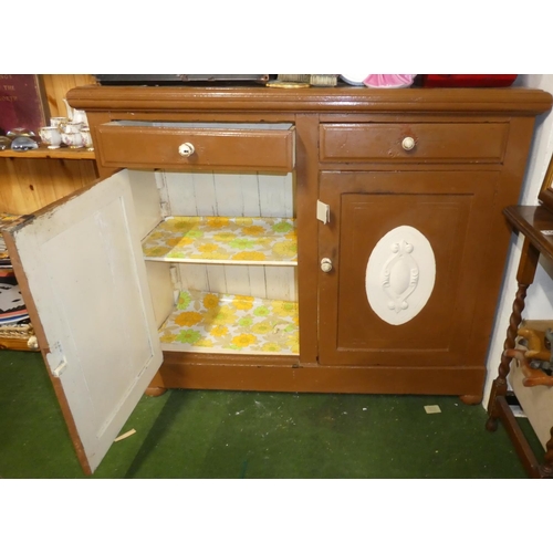 170 - A hand painted antique pine sideboard.