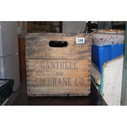 246 - An antique wooden crate 'Cantrell & Cochrane'.