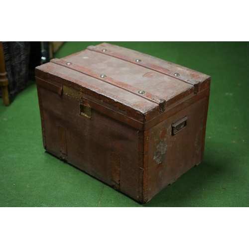 274 - An antique metal framed trunk,