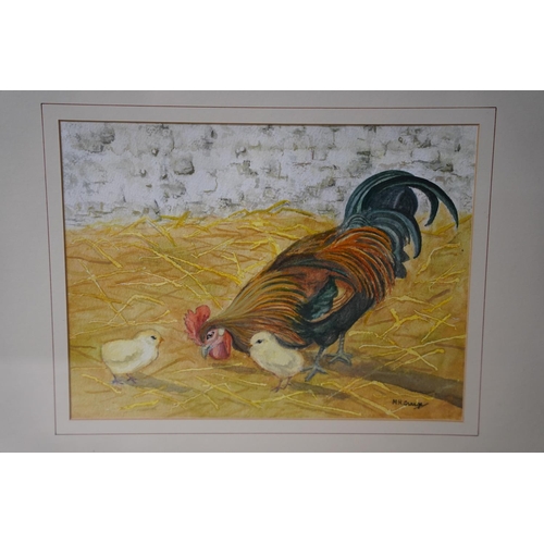 294 - A gilt framed watercolour 'Feeding Time' signed M H Grange, painting measuring 30cm x 22cm.