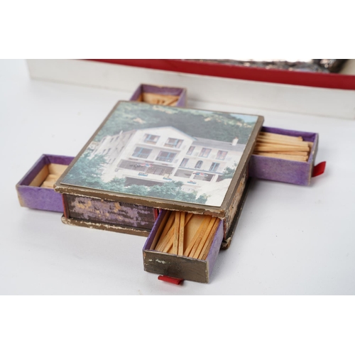 342 - A King George VI coronation glass plate, a vintage Hapsburg Bar, St. Brelade matches box and a set o... 