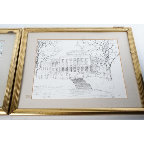 354 - A pair of gilt framed drawings by Charles H Oreily.