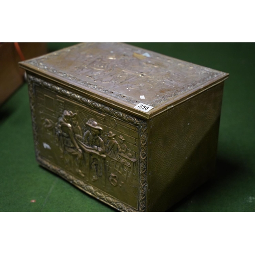 356 - A vintage brass coal box.