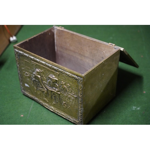 356 - A vintage brass coal box.