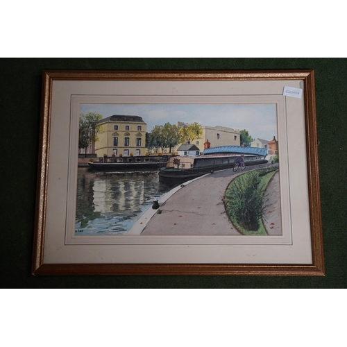 525 - A framed watercolour signed G Burns and another 'Little Venice, Warwick Avenue, London by D Cecil 19... 