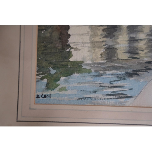 525 - A framed watercolour signed G Burns and another 'Little Venice, Warwick Avenue, London by D Cecil 19... 