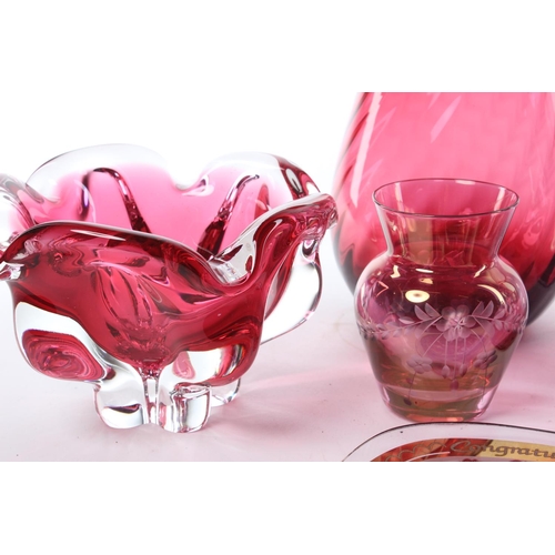 18 - A collection of antique and vintage, ruby and cranberry glassware.