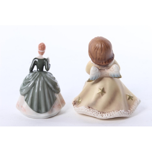 20 - A Goebel Weihnacht ceramic angel accompanied with a miniature Royal Doulton lady, 'Soiree'.