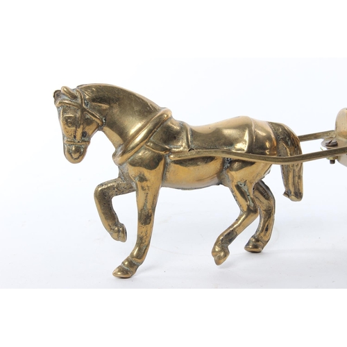 24 - A vintage brass horse and carriage. Approx  39x16cm.