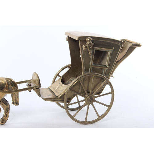 24 - A vintage brass horse and carriage. Approx  39x16cm.