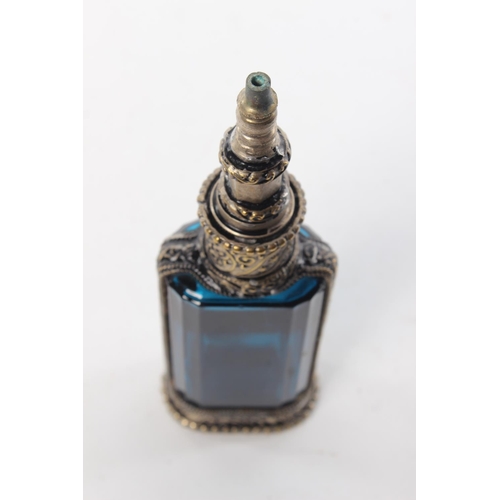 42 - A blue glass perfume / scent bottle. Approx  16cm.