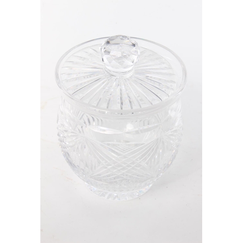 54 - A large Tyrone crystal lidded pot. Approx  18cm height.