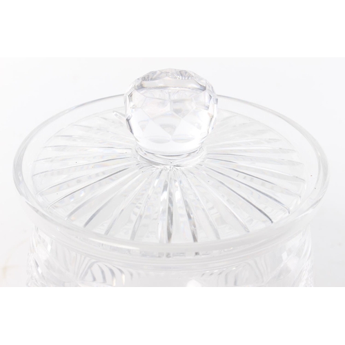 54 - A large Tyrone crystal lidded pot. Approx  18cm height.