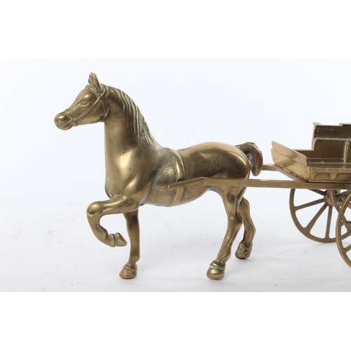 62 - A large vintage brass horse and cart.