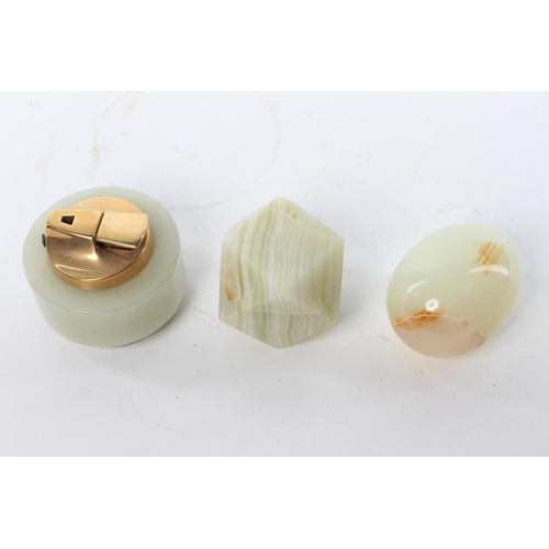 65 - A marble egg, marble table top lighter and more.