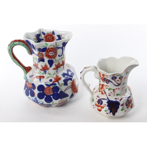 73 - An antique Ironstone jug accompanied with a Allertons ceramic jug.