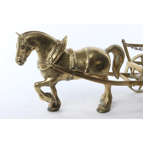 76 - A large vintage brass horse and cart