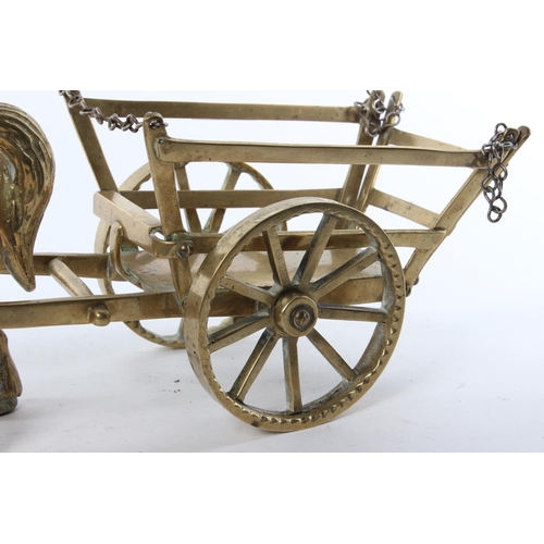 76 - A large vintage brass horse and cart