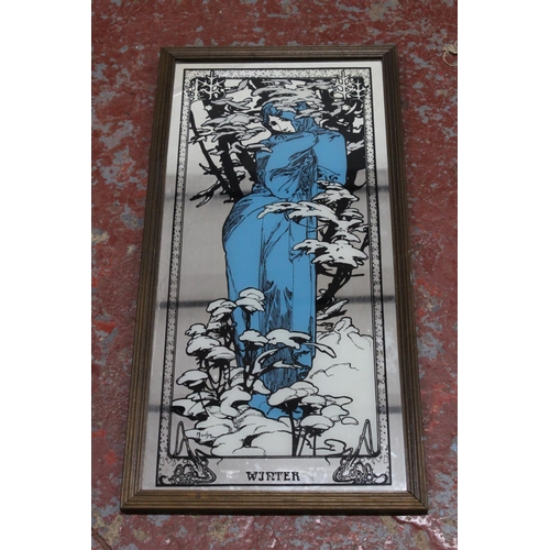 113 - A vintage mirror, 'Winter - Mucha'.