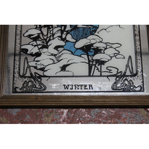 113 - A vintage mirror, 'Winter - Mucha'.